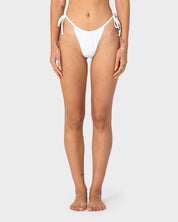 RUSTY CEDAR SIDE TIE CHEEKY BIKINI BOTTOM – WHITE