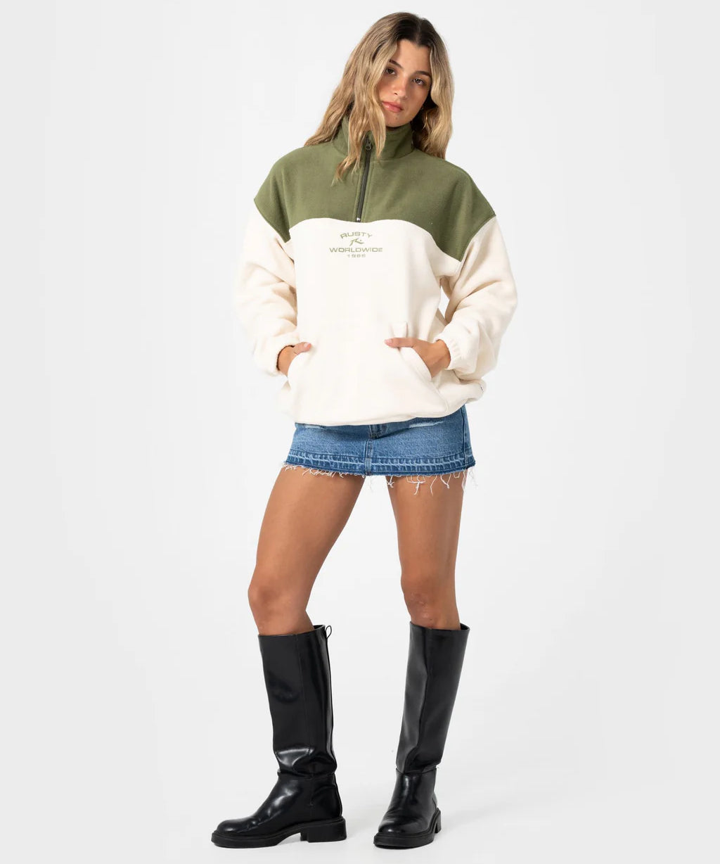 rusty-central-division-quarter-zip-polar-fleece-khaki-cream.webp
