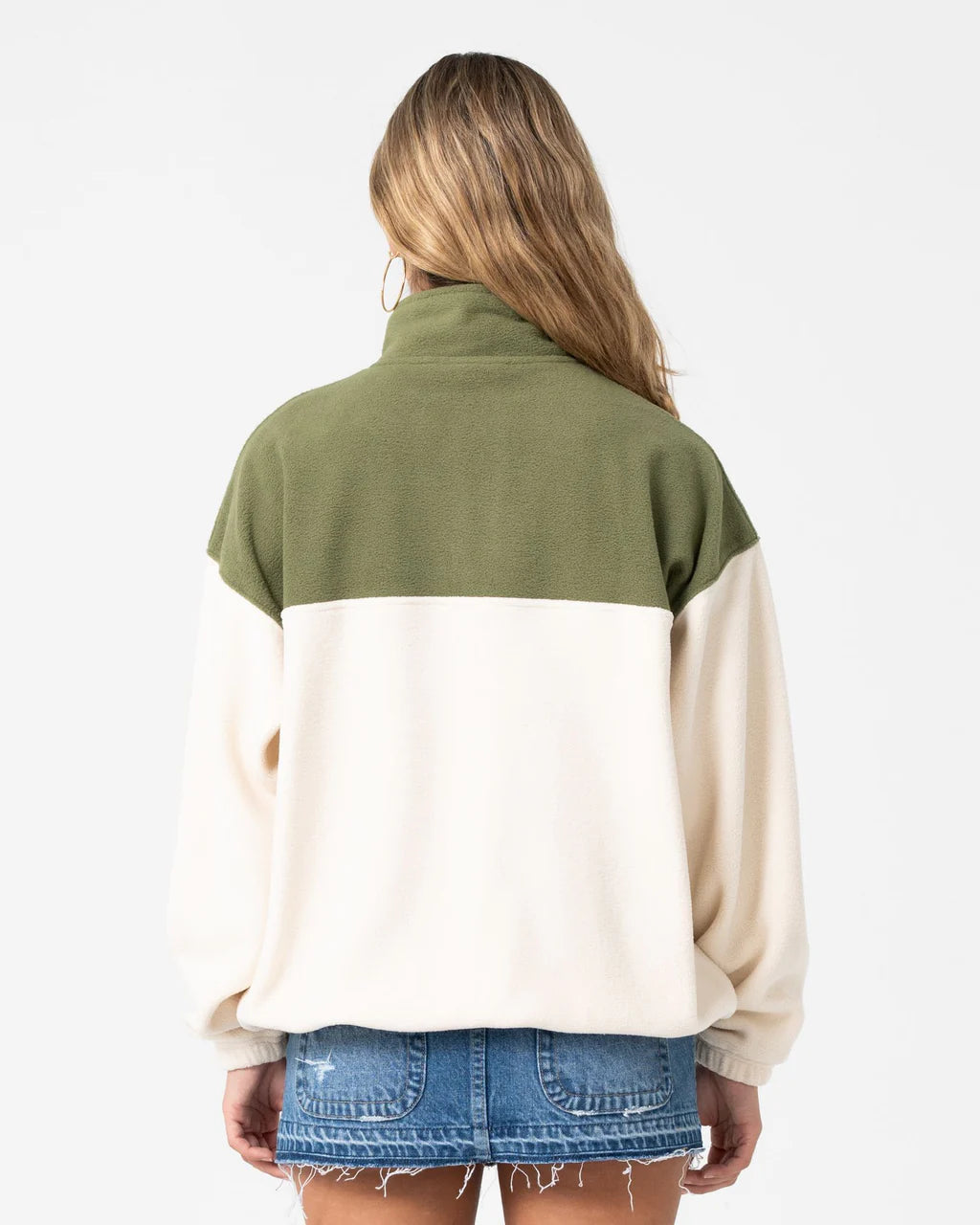 RUSTY CENTRAL DIVISION QUARTER ZIP POLAR FLEECE – KHAKI / CREAM