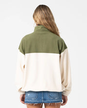 RUSTY CENTRAL DIVISION QUARTER ZIP POLAR FLEECE – KHAKI / CREAM