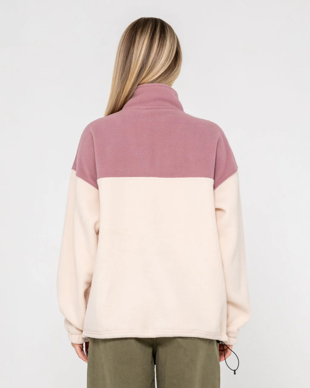 RUSTY CENTRAL DIVISION QUARTER ZIP POLAR FLEECE WOMENS JUMPER PINK A BOO