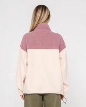 RUSTY CENTRAL DIVISION QUARTER ZIP POLAR FLEECE WOMENS JUMPER PINK A BOO
