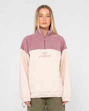 RUSTY CENTRAL DIVISION QUARTER ZIP POLAR FLEECE WOMENS JUMPER PINK A BOO