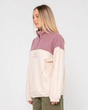 RUSTY CENTRAL DIVISION QUARTER ZIP POLAR FLEECE WOMENS JUMPER PINK A BOO