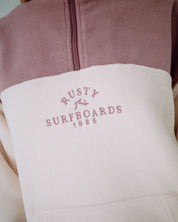RUSTY CENTRAL DIVISION QUARTER ZIP POLAR FLEECE WOMENS JUMPER PINK A BOO