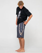 RUSTY CHARGER BAGGY BOARDSHORT – MENS 90S STYLE RELAXED SURF SHORT COAL
