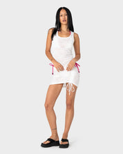 RUSTY CLUB CLASSICS LACE RUCHED MINI SKIRT – WHITE