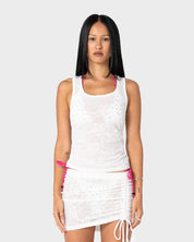 RUSTY CLUB CLASSICS LACE RUCHED TOP – WHITE