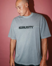 RUSTY COMMANDER GRAPHIC TEE – MENS COTTON SURF STREET LOGO T-SHIRT ULTIMATE GREY