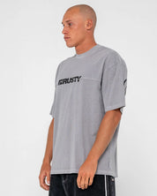 RUSTY COMMANDER GRAPHIC TEE – MENS COTTON SURF STREET LOGO T-SHIRT ULTIMATE GREY