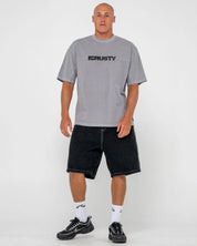 RUSTY COMMANDER GRAPHIC TEE – MENS COTTON SURF STREET LOGO T-SHIRT ULTIMATE GREY