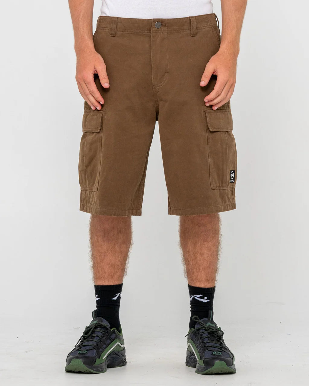 RUSTY COMMANDO 23" BAGGY CARGO SHORT – MENS RELAXED UTILITY SHORT PINECONE