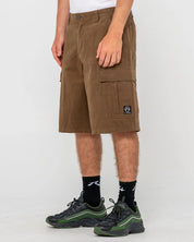 RUSTY COMMANDO 23" BAGGY CARGO SHORT – MENS RELAXED UTILITY SHORT PINECONE