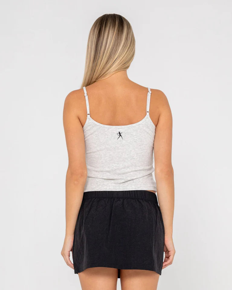 RUSTY CORE CIRCLE HORN GRAPHIC SINGLET WOMENS CASUAL TANK – ECRU MARLE
