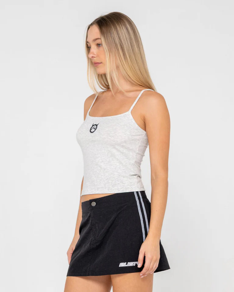 RUSTY CORE CIRCLE HORN GRAPHIC SINGLET WOMENS CASUAL TANK – ECRU MARLE