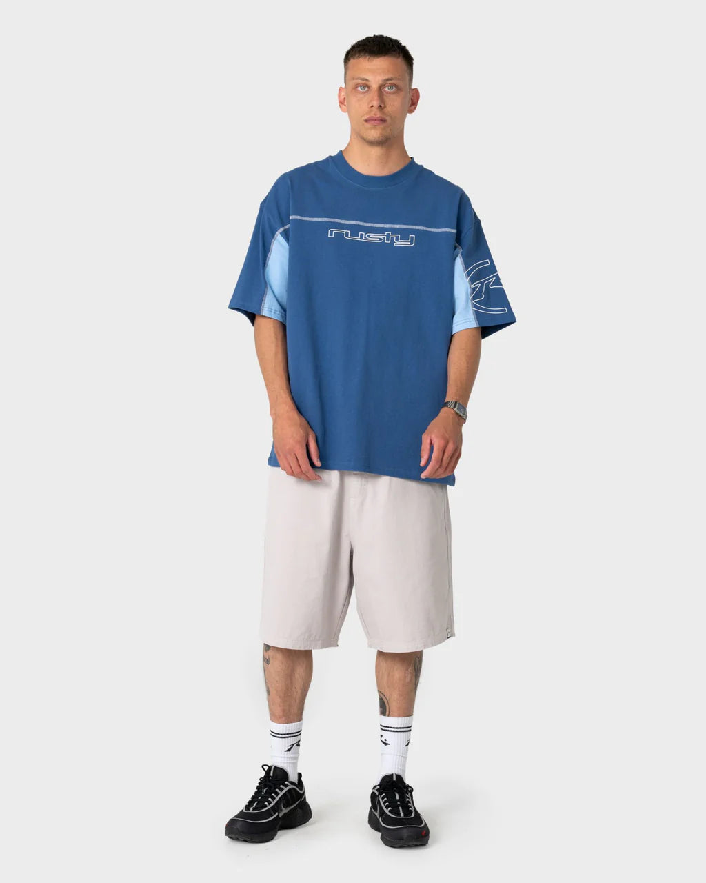 RUSTY CYBERWAVE GRAPHIC OVERSIZED TEE – ATLANTIC BLUE