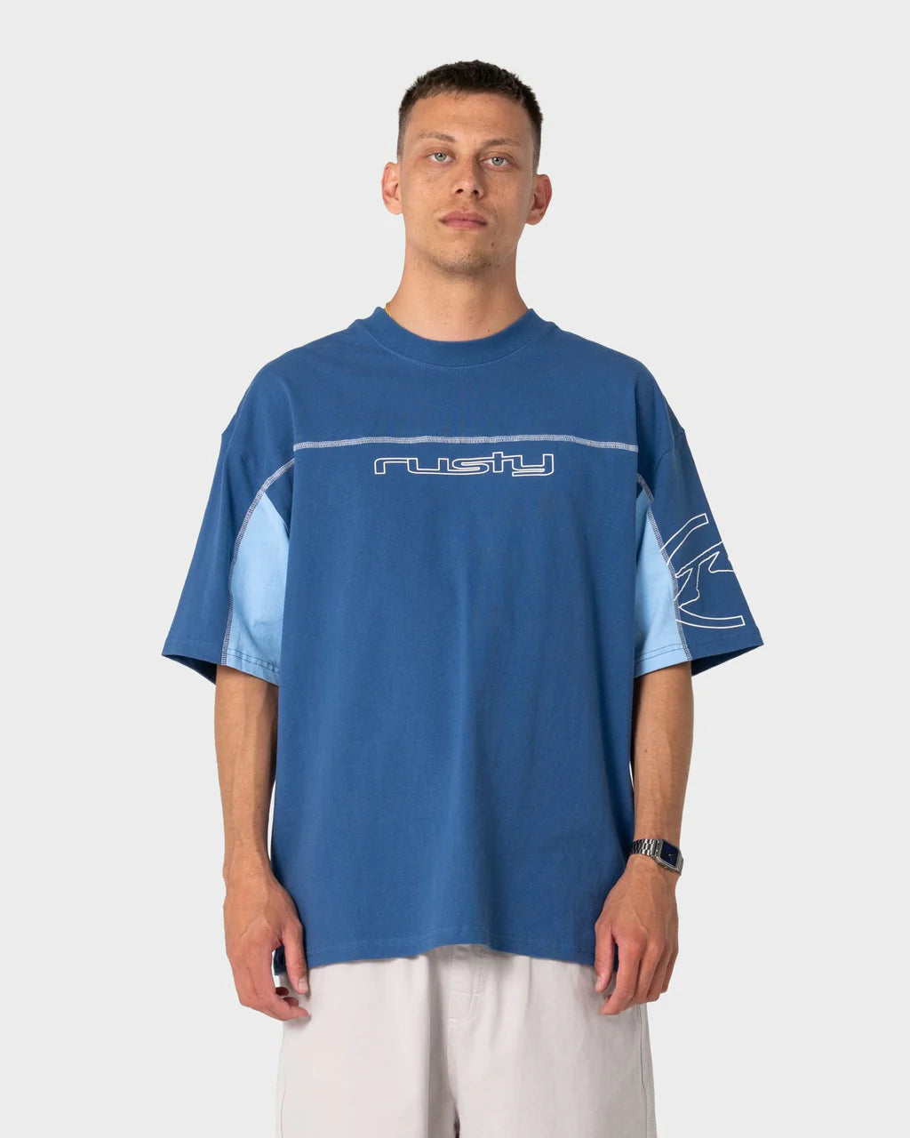 RUSTY CYBERWAVE GRAPHIC OVERSIZED TEE – ATLANTIC BLUE