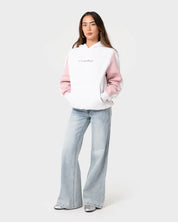 RUSTY CYBERWAVES OVERSIZED FLEECE HOODIE – ECRU MARLE / PINK