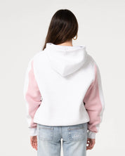 RUSTY CYBERWAVES OVERSIZED FLEECE HOODIE – ECRU MARLE / PINK