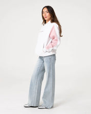 RUSTY CYBERWAVES OVERSIZED FLEECE HOODIE – ECRU MARLE / PINK