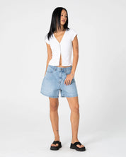 RUSTY CYPRUS HIGH WAISTED DENIM SHORT – BLASTED TRUE BLUE