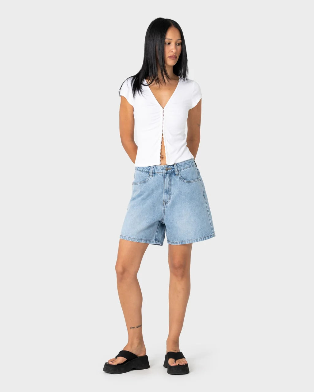 RUSTY CYPRUS HIGH WAISTED DENIM SHORT – BLASTED TRUE BLUE