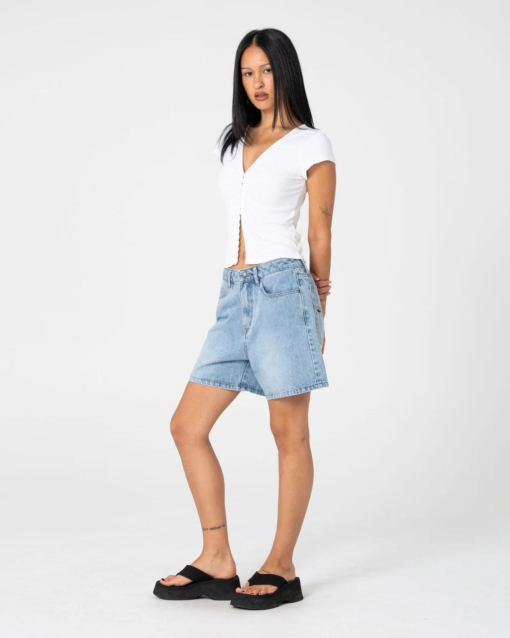 RUSTY CYPRUS HIGH WAISTED DENIM SHORT – BLASTED TRUE BLUE