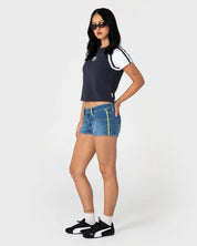 RUSTY DEVIL RAGLAN BABY TEE – NAVY / WHITE