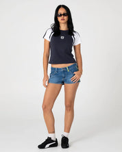 RUSTY DEVIL RAGLAN BABY TEE – NAVY / WHITE