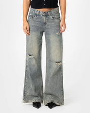 RUSTY DIY WENDY WIDE LOW RISE DISTRESSED JEANS – DIRTY DAWG