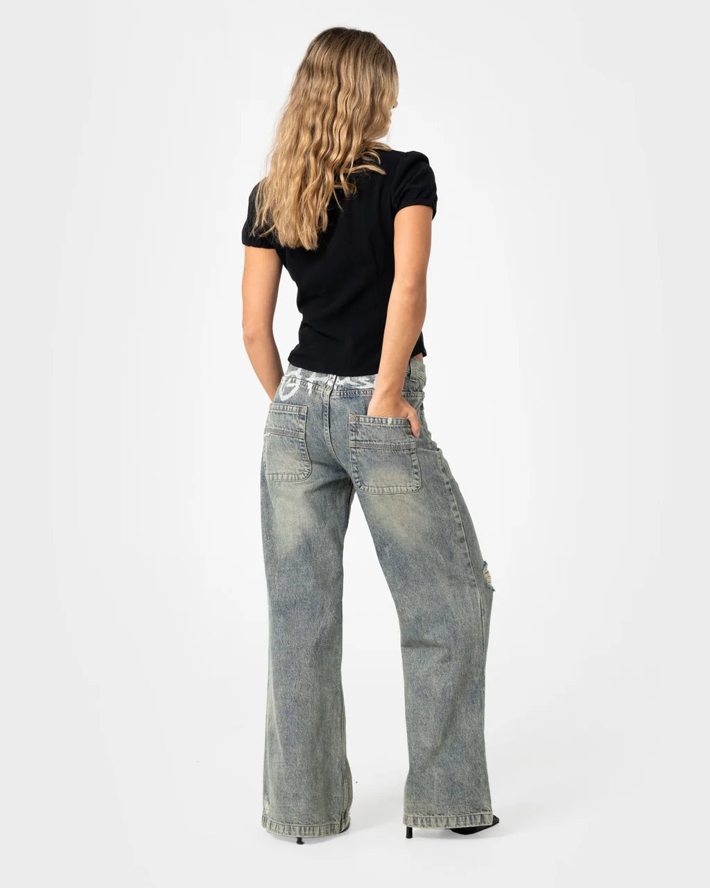 RUSTY DIY WENDY WIDE LOW RISE DISTRESSED JEANS – DIRTY DAWG