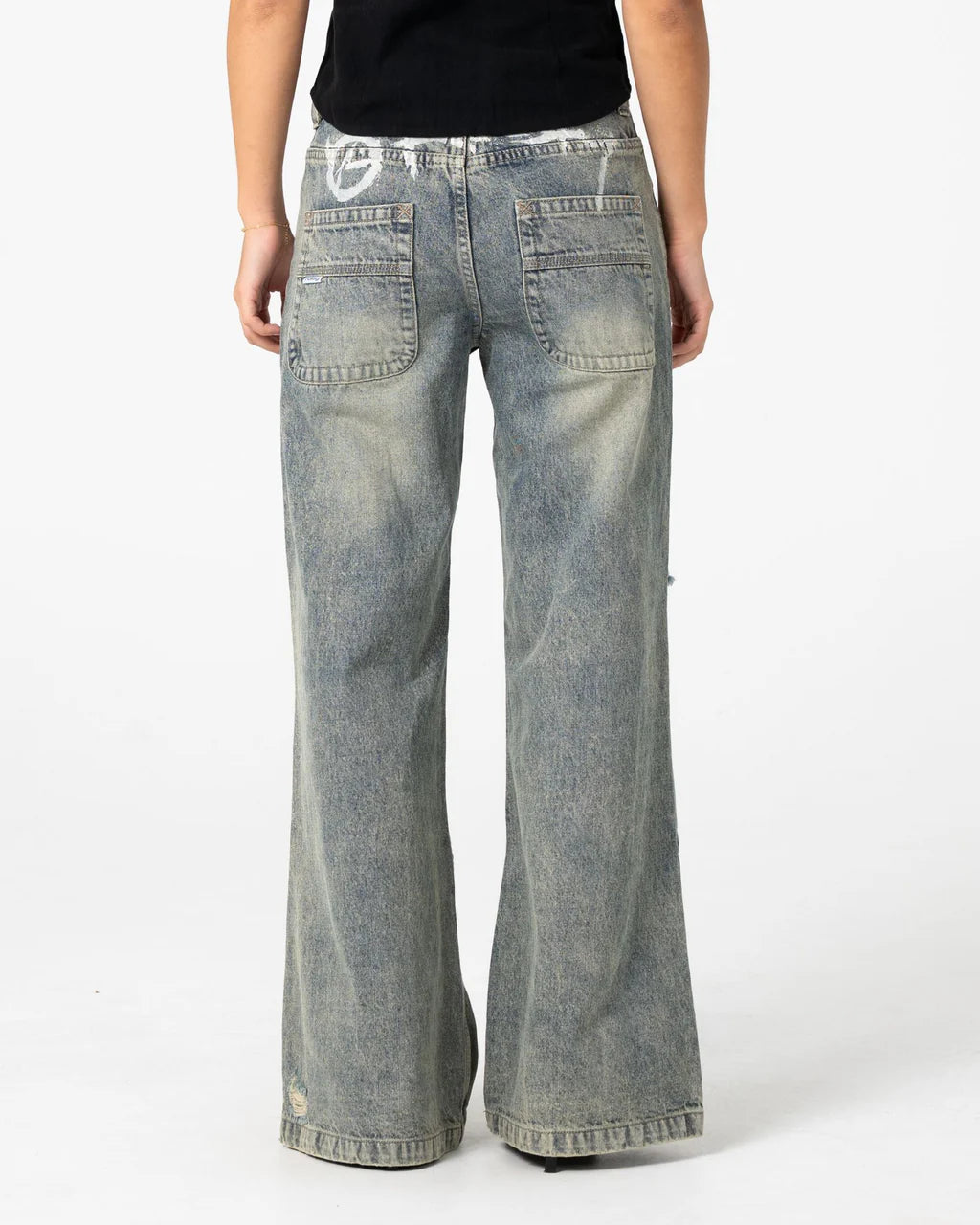 RUSTY DIY WENDY WIDE LOW RISE DISTRESSED JEANS – DIRTY DAWG