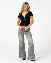 RUSTY DIY WENDY WIDE LOW RISE DISTRESSED JEANS – DIRTY DAWG