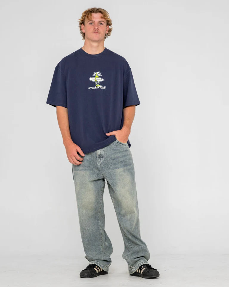 RUSTY DR. DOT GRAPHIC TEE MENS CASUAL SURF T-SHIRT – DARK BLUE