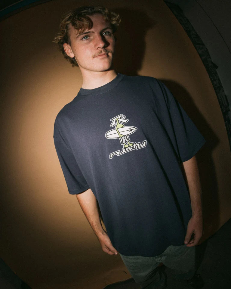 RUSTY DR. DOT GRAPHIC TEE MENS CASUAL SURF T-SHIRT – DARK BLUE