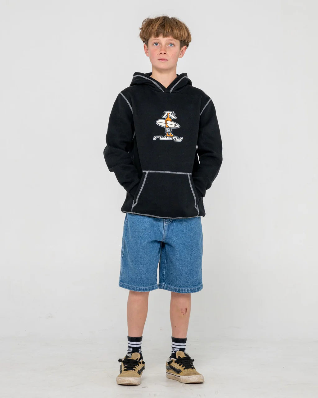 RUSTY DR DOT HOODED FLEECE BOYS HOODIE GRAPHIC JUMPER