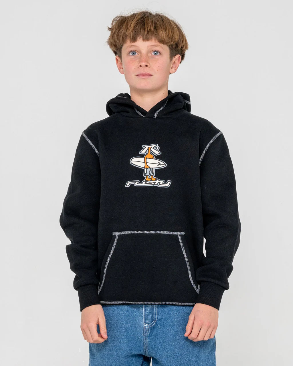 RUSTY DR DOT HOODED FLEECE BOYS HOODIE GRAPHIC JUMPER