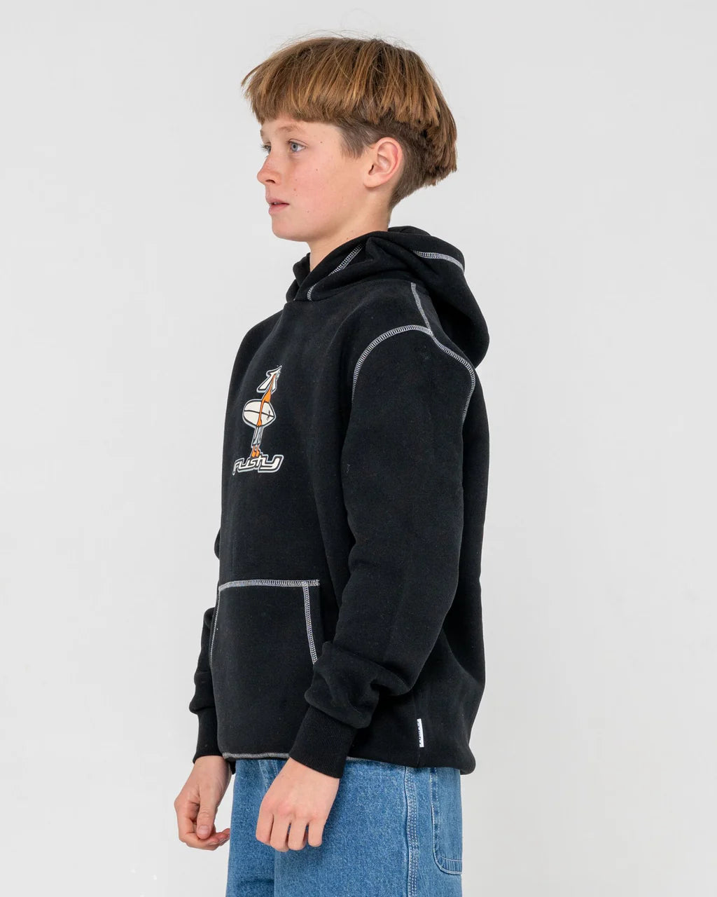 RUSTY DR DOT HOODED FLEECE BOYS HOODIE GRAPHIC JUMPER