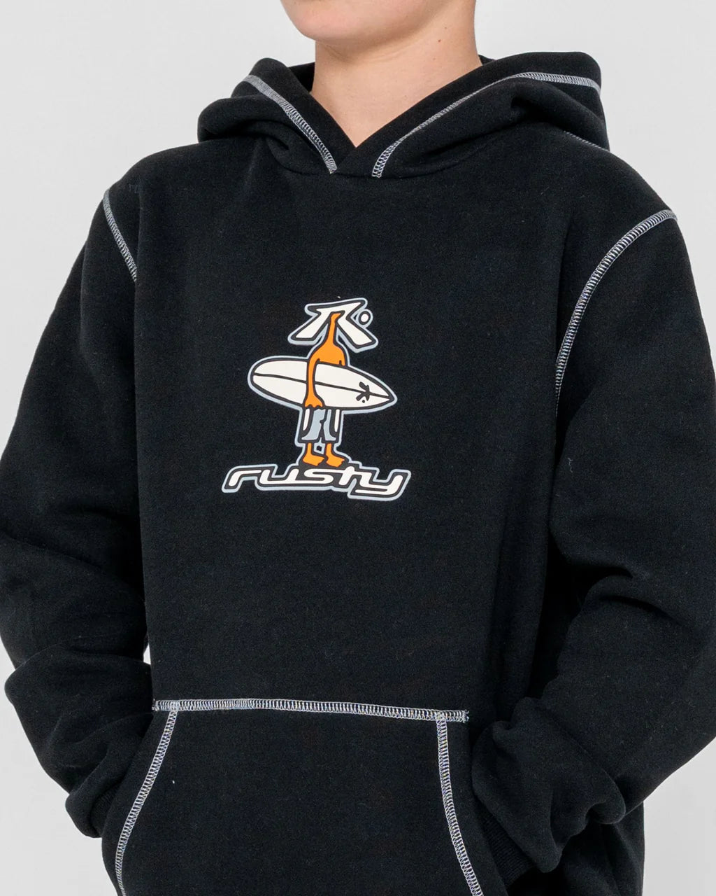 RUSTY DR DOT HOODED FLEECE BOYS HOODIE GRAPHIC JUMPER
