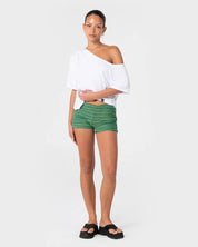 RUSTY EMMA STRIPED BOOTY SHORT – TONAL GREEN STRIPE