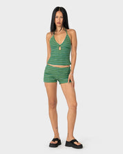 RUSTY EMMA STRIPED BOOTY SHORT – TONAL GREEN STRIPE
