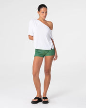 RUSTY EMMA STRIPED BOOTY SHORT – TONAL GREEN STRIPE