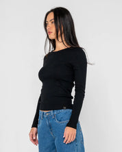 RUSTY ESSENTIALS LONG SLEEVE TEE WOMENS BASIC STREETWEAR TOP BLACK