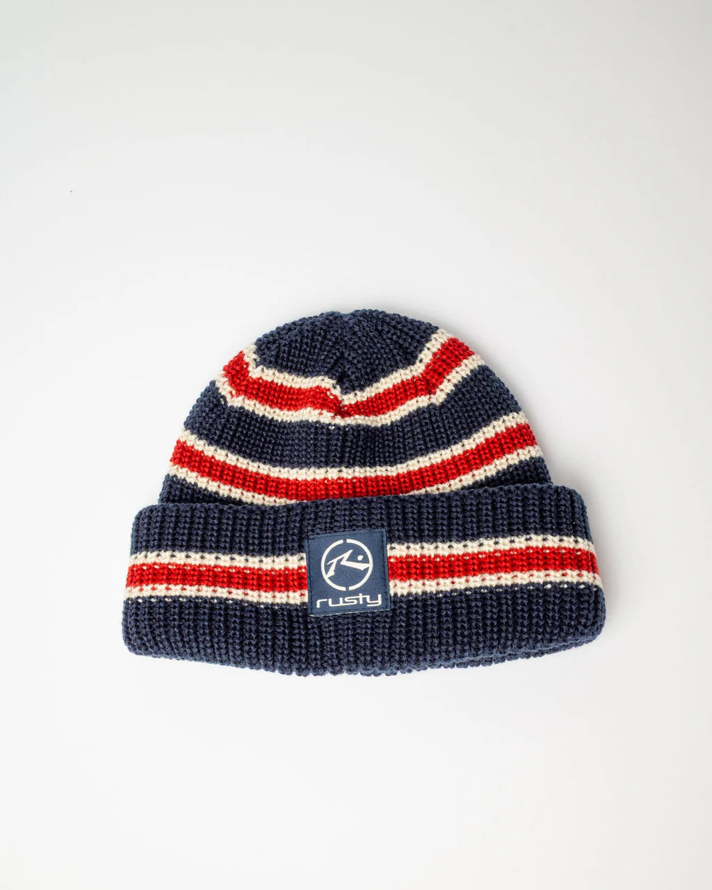 RUSTY EXTRA CREDIT BEANIE UNISEX KNIT BEANIE NAVY BLUE