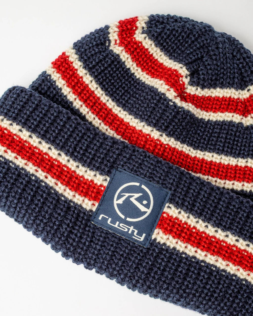 RUSTY EXTRA CREDIT BEANIE UNISEX KNIT BEANIE NAVY BLUE
