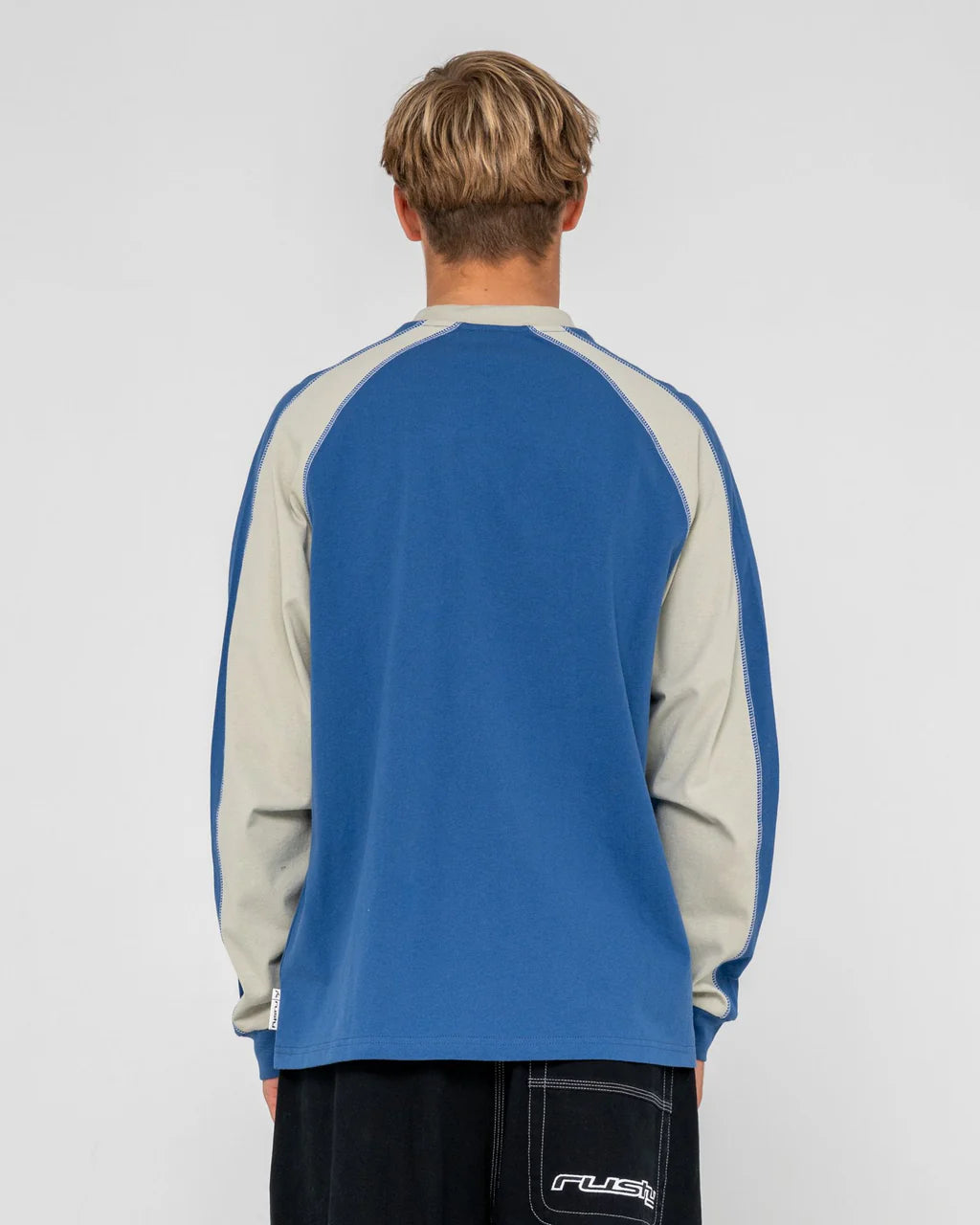 RUSTY FADE-R LONG SLEEVE GRAPHIC T-SHIRT MENS SURF STREETWEAR TEE ATLANTIC BLUE