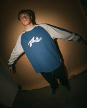 RUSTY FADE-R LONG SLEEVE GRAPHIC T-SHIRT MENS SURF STREETWEAR TEE ATLANTIC BLUE