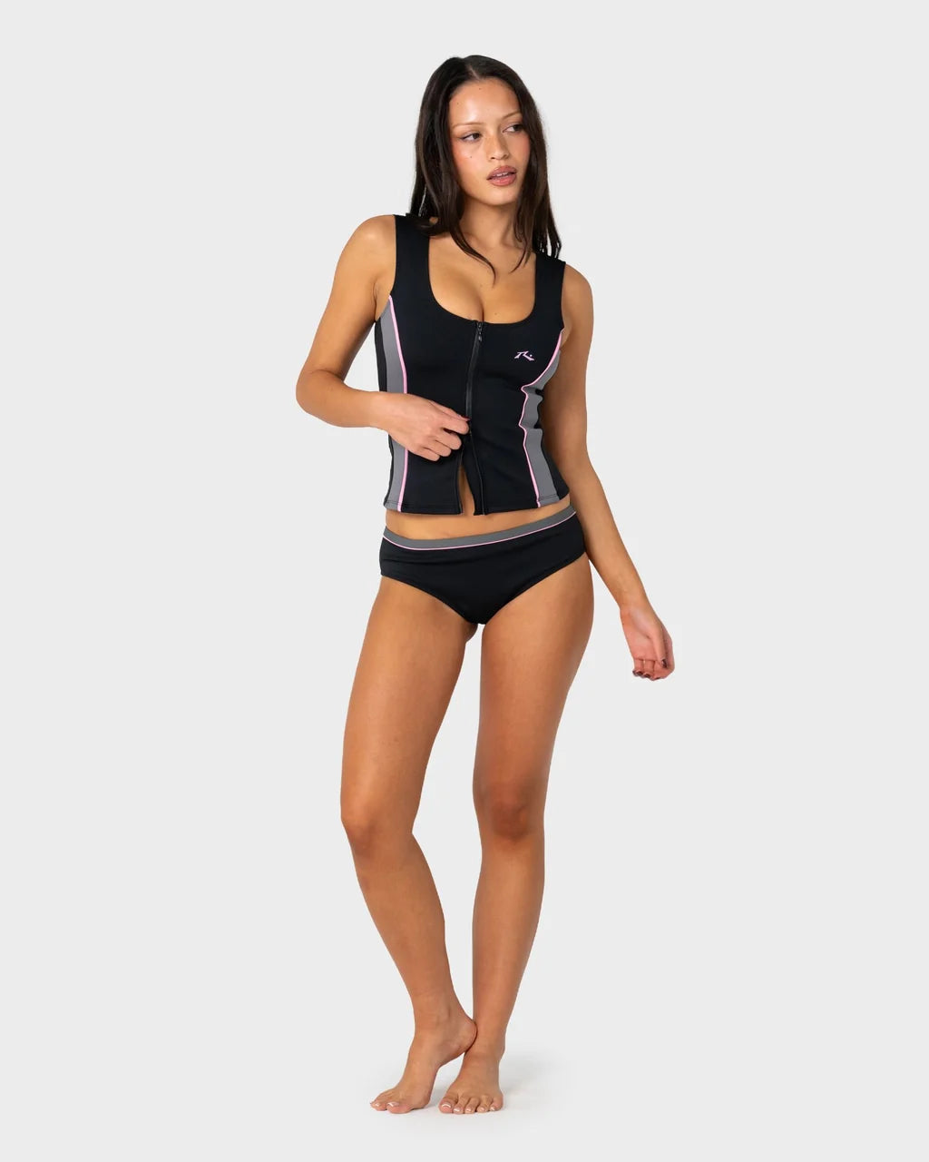 RUSTY FARRAH BOOTY BIKINI BOTTOM – BLACK / PINK