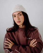 RUSTY FEELIN A LITTLE FUZZY BEANIE WOMENS SOFT KNIT WINTER BEANIE ECRU MARLE