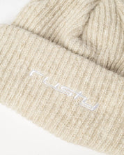 RUSTY FEELIN A LITTLE FUZZY BEANIE WOMENS SOFT KNIT WINTER BEANIE ECRU MARLE